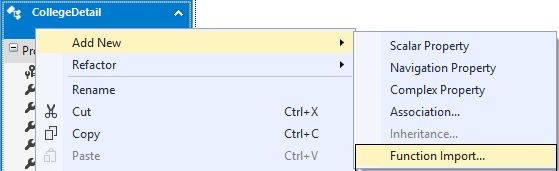 Adding Function Import of Entity